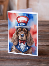 Load image into Gallery viewer, Cocker Spaniel Patriotic American Greeting Cards - Blank Note Cards – 8-Pack of Artist-Designed Cards with Envelopes