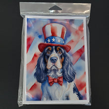 Load image into Gallery viewer, Cocker Spaniel Patriotic American Greeting Cards - Blank Note Cards – 8-Pack of Artist-Designed Cards with Envelopes