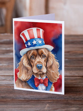 Load image into Gallery viewer, Cocker Spaniel Patriotic American Greeting Cards - Blank Note Cards – 8-Pack of Artist-Designed Cards with Envelopes