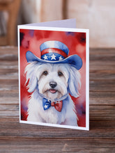 Load image into Gallery viewer, Coton de Tulear Patriotic American Greeting Cards - Blank Note Cards – 8-Pack of Artist-Designed Cards with Envelopes