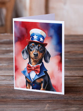 Load image into Gallery viewer, Dachshund Patriotic American Greeting Cards - Blank Note Cards – 8-Pack of Artist-Designed Cards with Envelopes