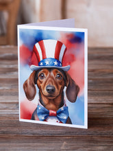 Load image into Gallery viewer, Dachshund Patriotic American Greeting Cards - Blank Note Cards – 8-Pack of Artist-Designed Cards with Envelopes