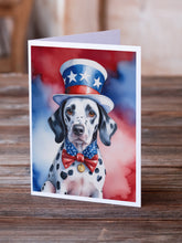 Load image into Gallery viewer, Dalmatian Patriotic American Greeting Cards - Blank Note Cards – 8-Pack of Artist-Designed Cards with Envelopes