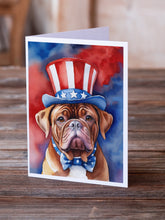 Load image into Gallery viewer, Dogue de Bordeaux Patriotic American Greeting Cards - Blank Note Cards – 8-Pack of Artist-Designed Cards with Envelopes