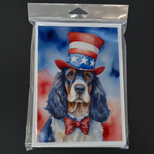 Load image into Gallery viewer, English Cocker Spaniel Patriotic American Greeting Cards - Blank Note Cards – 8-Pack of Artist-Designed Cards with Envelopes