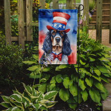 Load image into Gallery viewer, English Cocker Spaniel Patriotic American Garden Flag – Dog in Uncle Sam Hat | Red, White &amp; Blue Outdoor Decor