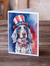 Load image into Gallery viewer, English Setter Patriotic American Greeting Cards - Blank Note Cards – 8-Pack of Artist-Designed Cards with Envelopes