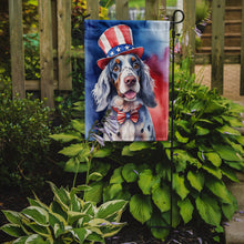 Load image into Gallery viewer, English Setter Patriotic American Garden Flag – Dog in Uncle Sam Hat | Red, White &amp; Blue Outdoor Decor