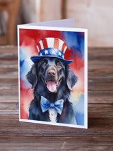 Load image into Gallery viewer, Flat-Coated Retriever Patriotic American Greeting Cards - Blank Note Cards – 8-Pack of Artist-Designed Cards with Envelopes