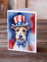 Load image into Gallery viewer, Fox Terrier Patriotic American Greeting Cards - Blank Note Cards – 8-Pack of Artist-Designed Cards with Envelopes