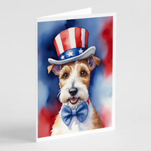 Load image into Gallery viewer, Fox Terrier Patriotic American Greeting Cards - Blank Note Cards – 8-Pack of Artist-Designed Cards with Envelopes