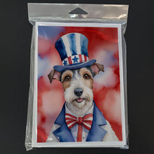Load image into Gallery viewer, Fox Terrier Patriotic American Greeting Cards - Blank Note Cards – 8-Pack of Artist-Designed Cards with Envelopes