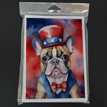 Load image into Gallery viewer, French Bulldog Patriotic American Greeting Cards - Blank Note Cards – 8-Pack of Artist-Designed Cards with Envelopes