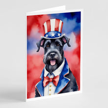 Load image into Gallery viewer, Giant Schnauzer Patriotic American Greeting Cards - Blank Note Cards – 8-Pack of Artist-Designed Cards with Envelopes