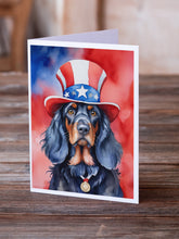 Load image into Gallery viewer, Gordon Setter Patriotic American Greeting Cards - Blank Note Cards – 8-Pack of Artist-Designed Cards with Envelopes