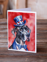 Load image into Gallery viewer, Great Dane Patriotic American Greeting Cards - Blank Note Cards – 8-Pack of Artist-Designed Cards with Envelopes