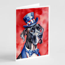 Load image into Gallery viewer, Great Dane Patriotic American Greeting Cards - Blank Note Cards – 8-Pack of Artist-Designed Cards with Envelopes