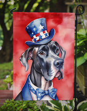 Load image into Gallery viewer, Great Dane Patriotic American Garden Flag – Dog in Uncle Sam Hat | Red, White &amp; Blue Outdoor Decor