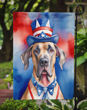 Load image into Gallery viewer, Great Dane Patriotic American Garden Flag – Dog in Uncle Sam Hat | Red, White &amp; Blue Outdoor Decor
