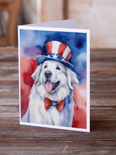 Load image into Gallery viewer, Great Pyrenees Patriotic American Greeting Cards - Blank Note Cards – 8-Pack of Artist-Designed Cards with Envelopes