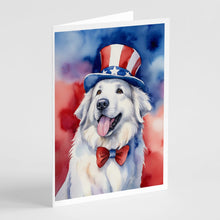 Load image into Gallery viewer, Great Pyrenees Patriotic American Greeting Cards - Blank Note Cards – 8-Pack of Artist-Designed Cards with Envelopes