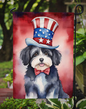 Load image into Gallery viewer, Havanese Patriotic American Garden Flag – Dog in Uncle Sam Hat | Red, White &amp; Blue Outdoor Decor