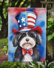 Load image into Gallery viewer, Havanese Patriotic American Garden Flag – Dog in Uncle Sam Hat | Red, White &amp; Blue Outdoor Decor