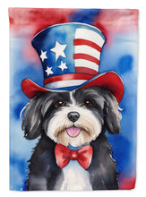 Load image into Gallery viewer, Havanese Patriotic American Garden Flag – Dog in Uncle Sam Hat | Red, White &amp; Blue Outdoor Decor