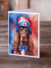 Load image into Gallery viewer, Irish Setter Patriotic American Greeting Cards - Blank Note Cards – 8-Pack of Artist-Designed Cards with Envelopes