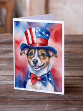 Load image into Gallery viewer, Jack Russell Terrier Patriotic American Greeting Cards - Blank Note Cards – 8-Pack of Artist-Designed Cards with Envelopes