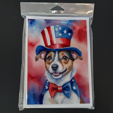 Load image into Gallery viewer, Jack Russell Terrier Patriotic American Greeting Cards - Blank Note Cards – 8-Pack of Artist-Designed Cards with Envelopes