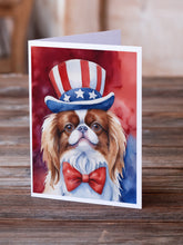 Load image into Gallery viewer, Japanese Chin Patriotic American Greeting Cards - Blank Note Cards – 8-Pack of Artist-Designed Cards with Envelopes