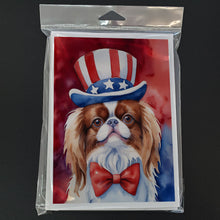 Load image into Gallery viewer, Japanese Chin Patriotic American Greeting Cards - Blank Note Cards – 8-Pack of Artist-Designed Cards with Envelopes