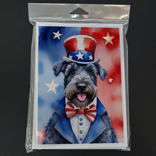 Load image into Gallery viewer, Kerry Blue Terrier Patriotic American Greeting Cards - Blank Note Cards – 8-Pack of Artist-Designed Cards with Envelopes