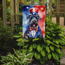 Load image into Gallery viewer, Kerry Blue Terrier Patriotic American Garden Flag – Dog in Uncle Sam Hat | Red, White &amp; Blue Outdoor Decor