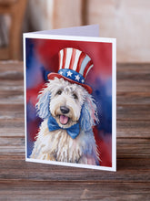 Load image into Gallery viewer, Komondor Patriotic American Greeting Cards - Blank Note Cards – 8-Pack of Artist-Designed Cards with Envelopes