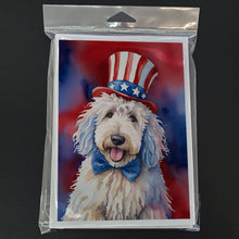 Load image into Gallery viewer, Komondor Patriotic American Greeting Cards - Blank Note Cards – 8-Pack of Artist-Designed Cards with Envelopes