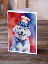 Load image into Gallery viewer, Kuvasz Patriotic American Greeting Cards - Blank Note Cards – 8-Pack of Artist-Designed Cards with Envelopes