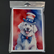 Load image into Gallery viewer, Kuvasz Patriotic American Greeting Cards - Blank Note Cards – 8-Pack of Artist-Designed Cards with Envelopes
