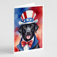 Load image into Gallery viewer, Labrador Retriever Patriotic American Greeting Cards - Blank Note Cards – 8-Pack of Artist-Designed Cards with Envelopes