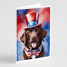 Load image into Gallery viewer, Labrador Retriever Patriotic American Greeting Cards - Blank Note Cards – 8-Pack of Artist-Designed Cards with Envelopes