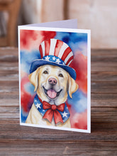 Load image into Gallery viewer, Labrador Retriever Patriotic American Greeting Cards - Blank Note Cards – 8-Pack of Artist-Designed Cards with Envelopes