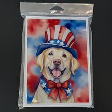 Load image into Gallery viewer, Labrador Retriever Patriotic American Greeting Cards - Blank Note Cards – 8-Pack of Artist-Designed Cards with Envelopes