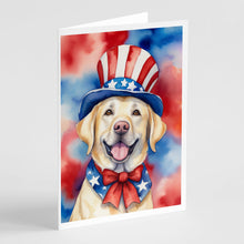 Load image into Gallery viewer, Labrador Retriever Patriotic American Greeting Cards - Blank Note Cards – 8-Pack of Artist-Designed Cards with Envelopes