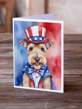 Load image into Gallery viewer, Lakeland Terrier Patriotic American Greeting Cards - Blank Note Cards – 8-Pack of Artist-Designed Cards with Envelopes