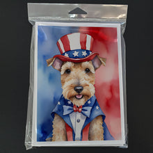 Load image into Gallery viewer, Lakeland Terrier Patriotic American Greeting Cards - Blank Note Cards – 8-Pack of Artist-Designed Cards with Envelopes