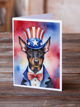 Load image into Gallery viewer, Manchester Terrier Patriotic American Greeting Cards - Blank Note Cards – 8-Pack of Artist-Designed Cards with Envelopes