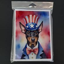 Load image into Gallery viewer, Manchester Terrier Patriotic American Greeting Cards - Blank Note Cards – 8-Pack of Artist-Designed Cards with Envelopes