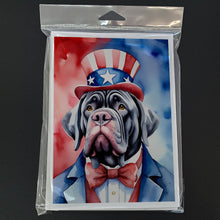 Load image into Gallery viewer, Neapolitan Mastiff Patriotic American Greeting Cards - Blank Note Cards – 8-Pack of Artist-Designed Cards with Envelopes