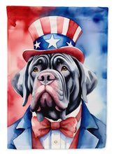 Load image into Gallery viewer, Neapolitan Mastiff Patriotic American Garden Flag – Dog in Uncle Sam Hat | Red, White &amp; Blue Outdoor Decor